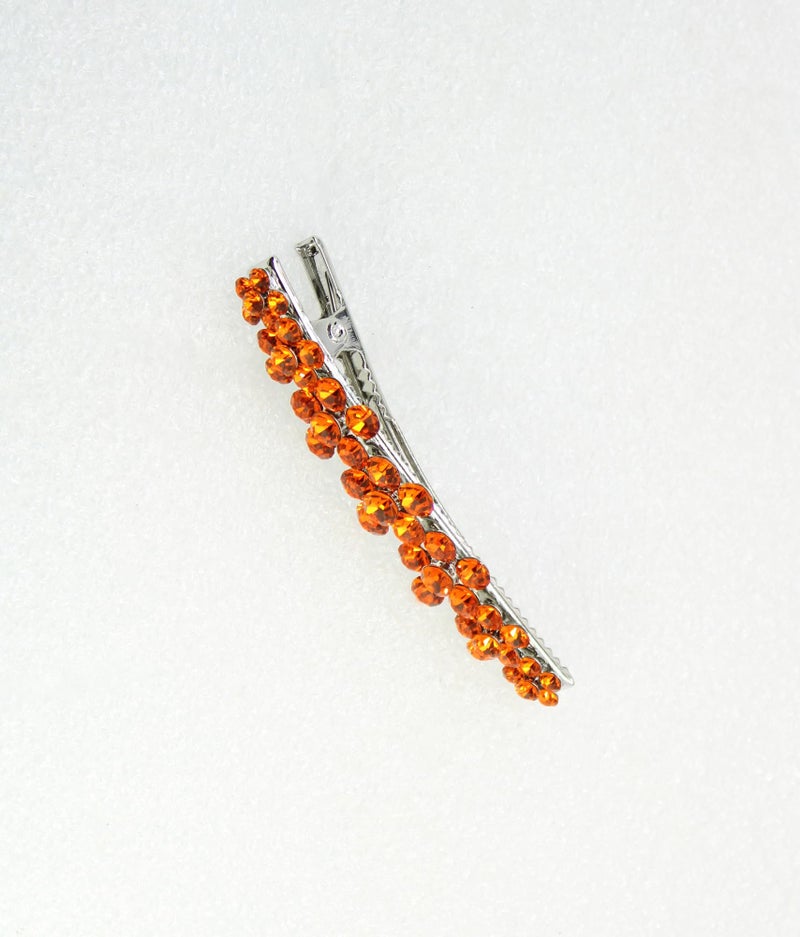 Faship Gorgeous Orange Crystal Floral Small Alligator Hair Clip - Image 3